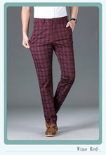 Load image into Gallery viewer, Luxury Brand Men's Stripe Plaid Casual Pants Men Army Green Four Seasons High Quality Business Trousers Men's Slim Straight Pant