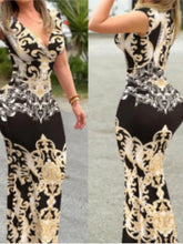 Load image into Gallery viewer, Summer Women Sexy Dress New Fashion Print Sleeveless Elegant Long Dresses Female V-Neck Casual Bodycon Clothing Vestidos