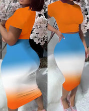 Load image into Gallery viewer, Womens Two Piece Sets Elegant Sexy Outfit Short Sleeve Top & High Waist Skirt Set New Fashion 2023 Summer Casual Female Suit