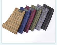 Load image into Gallery viewer, Luxury Brand Men's Stripe Plaid Casual Pants Men Army Green Four Seasons High Quality Business Trousers Men's Slim Straight Pant