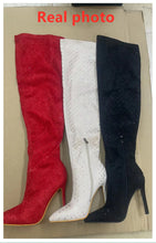 Load image into Gallery viewer, Bling Bling Rhinestones Faux Suede Elastic Women Thigh High Boots Fashion Autumn Winter High heels Over the Knee long Boots Shoe