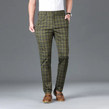 Load image into Gallery viewer, Luxury Brand Men's Stripe Plaid Casual Pants Men Army Green Four Seasons High Quality Business Trousers Men's Slim Straight Pant