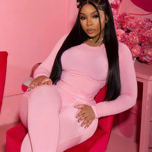 Load image into Gallery viewer, Europe Style Women's Autumn New Solid Color Round Neck Long Sleeve Tight Top Fashion Street Trouser Suit Women