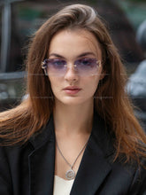 Load image into Gallery viewer, Ruiao Luxury high quality rimless diamond cut nylon lens UV400 Sunglasses fashion square metal legs glasses for men women