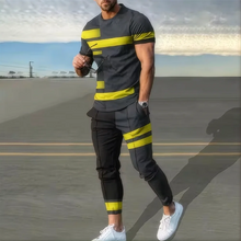 Load image into Gallery viewer, Summer basketball sportswear set short sleeved T-shirt long pants two-piece set men's sportswear 3D printed casual oversized men