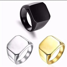 Load image into Gallery viewer, New 2023 Metal Glossy Rings for Men Geometric Width Signet Square Finger Punk Style Fashion Ring Jewelry Accessories Whole Sale