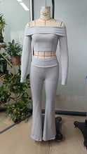 Load image into Gallery viewer, Casual Workout Two Piece Sets Woman Outfits Crop Long Sleeves Tops Foldover Flare Pants Tracksuit Suit Summer and Fall 2025 New