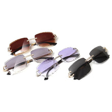 Load image into Gallery viewer, Fashion Rimless Square Sunglasses Vintage Diamond Brand Design Cut Lens Sun Glasses Men Women Metal Frame Luxury UV400 Eyewear