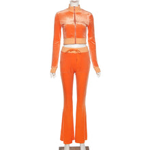 Load image into Gallery viewer, Sisterlinda Velvet Casual Women Tracksuit 2 Piece Set Long Sleeve Zipper Sweatshirt Top+Bandage Straight Pants Female Streetwear
