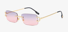 Load image into Gallery viewer, Kachawoo retro rectangular sunglasses rimless male female uv400 small sun glasses fashion blue pink gold metal birthday gifts