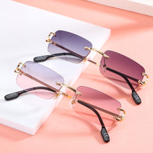 Load image into Gallery viewer, Kachawoo retro rectangular sunglasses rimless male female uv400 small sun glasses fashion blue pink gold metal birthday gifts