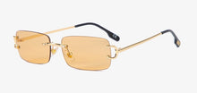 Load image into Gallery viewer, Kachawoo retro rectangular sunglasses rimless male female uv400 small sun glasses fashion blue pink gold metal birthday gifts