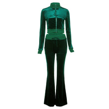 Load image into Gallery viewer, Sisterlinda Velvet Casual Women Tracksuit 2 Piece Set Long Sleeve Zipper Sweatshirt Top+Bandage Straight Pants Female Streetwear