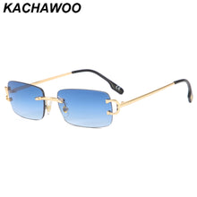 Load image into Gallery viewer, Kachawoo retro rectangular sunglasses rimless male female uv400 small sun glasses fashion blue pink gold metal birthday gifts