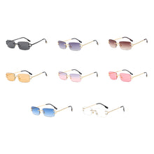 Load image into Gallery viewer, Kachawoo retro rectangular sunglasses rimless male female uv400 small sun glasses fashion blue pink gold metal birthday gifts