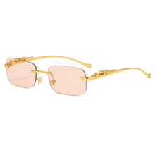 Load image into Gallery viewer, Fashion Vintage Rimless Square Sunglasses Women Men Luxury Brand Designer Popular Travel Driving Leopard Head Small Sun Glasses