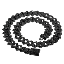 Load image into Gallery viewer, New Iced Out Crystal Full Black Hip Hop Men Women Choker Necklace Cool Box Clasp Curb Miami Cuba Chain Rapper Jewelry 40cm
