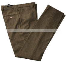 Load image into Gallery viewer, Classic mens pants Tweed Herringbone pants men dress pants Casual suit Trousers for wedding party Tailored Fit Brown Pants
