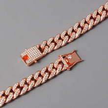 Load image into Gallery viewer, D&amp;Z Hip Hop 13mm Rose Gold Cuban Link Chain For Men Iced Out Bling Rhinestone Chaine Homme Fashion Jewelry Wholesale
