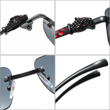 Load image into Gallery viewer, SO&amp;EI Fashion Rimless Rectangle Sunglasses Women Clear Ocean Gradient Lens Eyewear Brand Designer Men Unique Cheetah Sun Glasses
