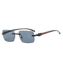 Load image into Gallery viewer, SO&amp;EI Fashion Rimless Rectangle Sunglasses Women Clear Ocean Gradient Lens Eyewear Brand Designer Men Unique Cheetah Sun Glasses
