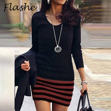 Load image into Gallery viewer, Elegant Bodycon Dress Spring Office Fashion Striped Patchwork Print Party Dresses For Women Casual Dress Vestidos 2022

