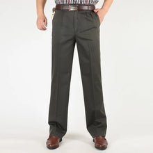 Load image into Gallery viewer, Men&#39;s Casual Trousers Men Pants Male Brand Solid Color High Waist Loose Pure Cotton Double Pleat Wrinkle Pant YGSHA65
