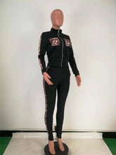 Load image into Gallery viewer, Tracksuit Women Leopard Print Splice Lounge Wear Two Piece Set Top and Pants Sweat Suits Streetwear Jogging Femme Chandal Mujer
