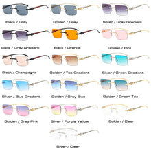 Load image into Gallery viewer, SO&amp;EI Fashion Rimless Rectangle Sunglasses Women Clear Ocean Gradient Lens Eyewear Brand Designer Men Unique Cheetah Sun Glasses
