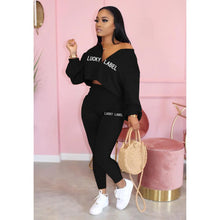 Load image into Gallery viewer, 2021 Fall Clothes for Women Letter Printing Casual Elastic Waist Loungewear Women Fashion New Arrival Long Sleeve Two Piece Set
