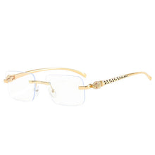 Load image into Gallery viewer, SO&amp;EI Fashion Rimless Rectangle Sunglasses Women Clear Ocean Gradient Lens Eyewear Brand Designer Men Unique Cheetah Sun Glasses
