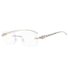 Load image into Gallery viewer, SO&amp;EI Fashion Rimless Rectangle Sunglasses Women Clear Ocean Gradient Lens Eyewear Brand Designer Men Unique Cheetah Sun Glasses

