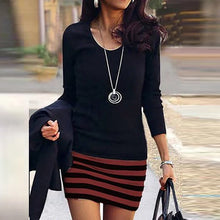 Load image into Gallery viewer, Elegant Bodycon Dress Spring Office Fashion Striped Patchwork Print Party Dresses For Women Casual Dress Vestidos 2022
