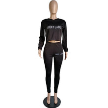 Load image into Gallery viewer, 2021 Fall Clothes for Women Letter Printing Casual Elastic Waist Loungewear Women Fashion New Arrival Long Sleeve Two Piece Set
