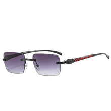 Load image into Gallery viewer, SO&amp;EI Fashion Rimless Rectangle Sunglasses Women Clear Ocean Gradient Lens Eyewear Brand Designer Men Unique Cheetah Sun Glasses
