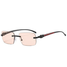 Load image into Gallery viewer, SO&amp;EI Fashion Rimless Rectangle Sunglasses Women Clear Ocean Gradient Lens Eyewear Brand Designer Men Unique Cheetah Sun Glasses
