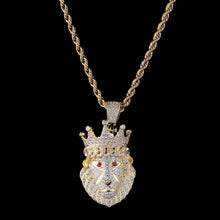 Load image into Gallery viewer, Hip Hop AAA CZ Zircon Paved Bling Iced Out Crown Lion Animal Pendants Necklace for Men Rapper Jewelry Gold Color Drop Shipping
