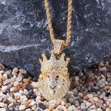 Load image into Gallery viewer, Hip Hop AAA CZ Zircon Paved Bling Iced Out Crown Lion Animal Pendants Necklace for Men Rapper Jewelry Gold Color Drop Shipping

