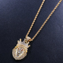Load image into Gallery viewer, Hip Hop AAA CZ Zircon Paved Bling Iced Out Crown Lion Animal Pendants Necklace for Men Rapper Jewelry Gold Color Drop Shipping
