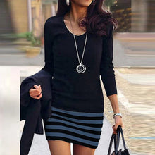 Load image into Gallery viewer, Elegant Bodycon Dress Spring Office Fashion Striped Patchwork Print Party Dresses For Women Casual Dress Vestidos 2022
