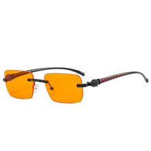 Load image into Gallery viewer, SO&amp;EI Fashion Rimless Rectangle Sunglasses Women Clear Ocean Gradient Lens Eyewear Brand Designer Men Unique Cheetah Sun Glasses
