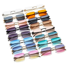 Load image into Gallery viewer, SO&amp;EI Fashion Rimless Rectangle Sunglasses Women Clear Ocean Gradient Lens Eyewear Brand Designer Men Unique Cheetah Sun Glasses
