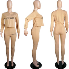 Load image into Gallery viewer, 2021 Fall Clothes for Women Letter Printing Casual Elastic Waist Loungewear Women Fashion New Arrival Long Sleeve Two Piece Set
