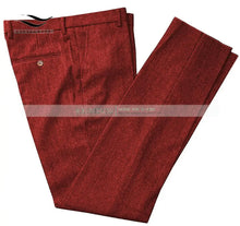 Load image into Gallery viewer, Classic mens pants Tweed Herringbone pants men dress pants Casual suit Trousers for wedding party Tailored Fit Brown Pants
