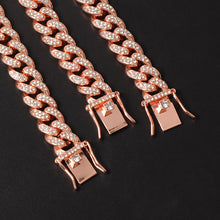 Load image into Gallery viewer, D&amp;Z Hip Hop 13mm Rose Gold Cuban Link Chain For Men Iced Out Bling Rhinestone Chaine Homme Fashion Jewelry Wholesale
