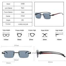 Load image into Gallery viewer, SO&amp;EI Fashion Rimless Rectangle Sunglasses Women Clear Ocean Gradient Lens Eyewear Brand Designer Men Unique Cheetah Sun Glasses
