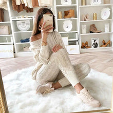 Load image into Gallery viewer, Autumn Winter Women 2 Piece Set Casual Knitted Tracksuit Sportswear Warm Sweater + Long Pants Outfits Women Autumn Wear S-5XL
