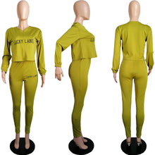 Load image into Gallery viewer, 2021 Fall Clothes for Women Letter Printing Casual Elastic Waist Loungewear Women Fashion New Arrival Long Sleeve Two Piece Set
