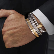 Load image into Gallery viewer, Luxury Set  Handmade Men Crown Bracelets Contrast Colour Bangles Hemp Rope Buckle Open Stainless Steel Micro Pave CZ Jewelry
