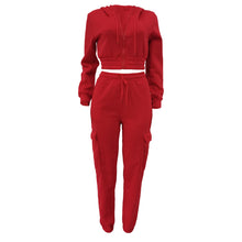Load image into Gallery viewer, CM.YAYA Fashion Women&#39;s Set Long Sleeve Zipper Fly Hoodies and Jogger Cargo Pants 2023 Active Two 2 Piece Sets Outfit Tracksuit
